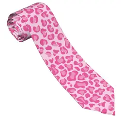 Pink Leopard Print Neckties Unisex Polyester 8 cm Cheetah Animal Cool Cats Neck Tie for Men Casual Shirt Accessories