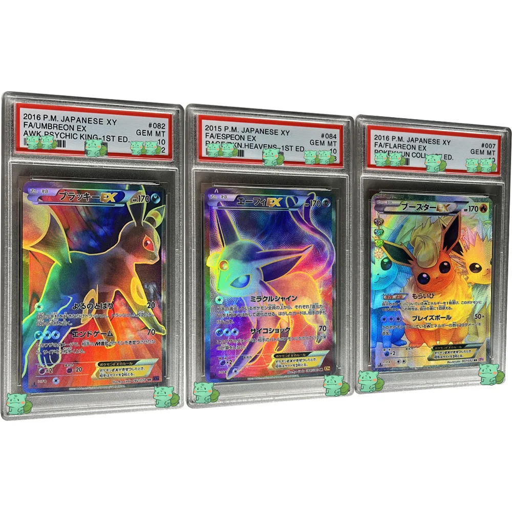 

PTCG Rating Collection Card Anime 2016 P.M.JAPANESE XY UMBREON EX ESPEON EX GEM MT 10Points Cards Replica Holographic Label Gift