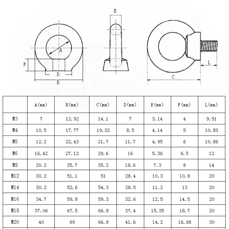 Tornillo de ojo de elevación M14 M16/TUERCAS de anillo de acero inoxidable 304, tornillos de tuerca de gancho de anillo redondo, Fasterners