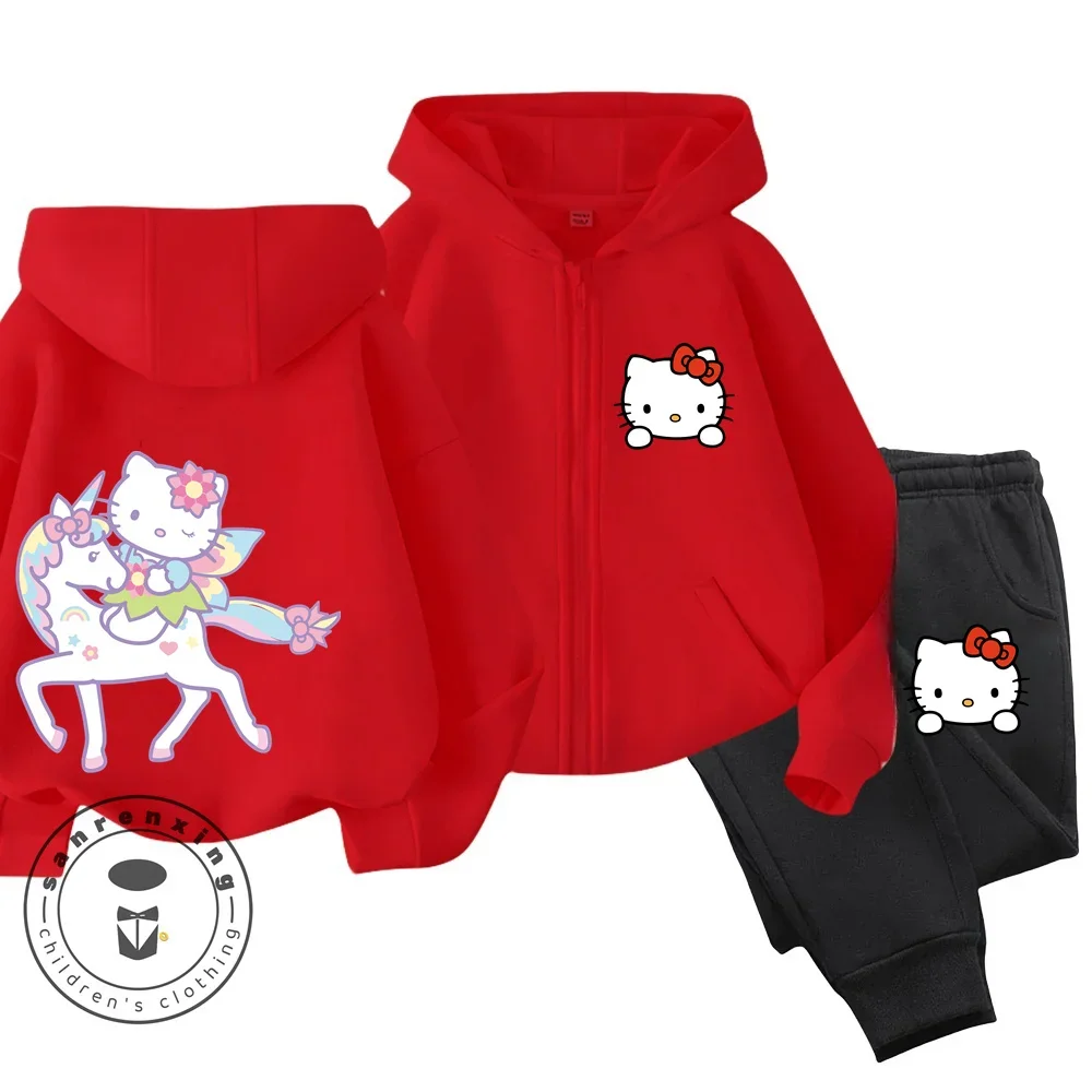 

2025 Hello Kitty Baby Casual Tracksuits Children Boys Girls Hoodies Long Pants 2Pcs Sets Kids Sport Suit Clothing