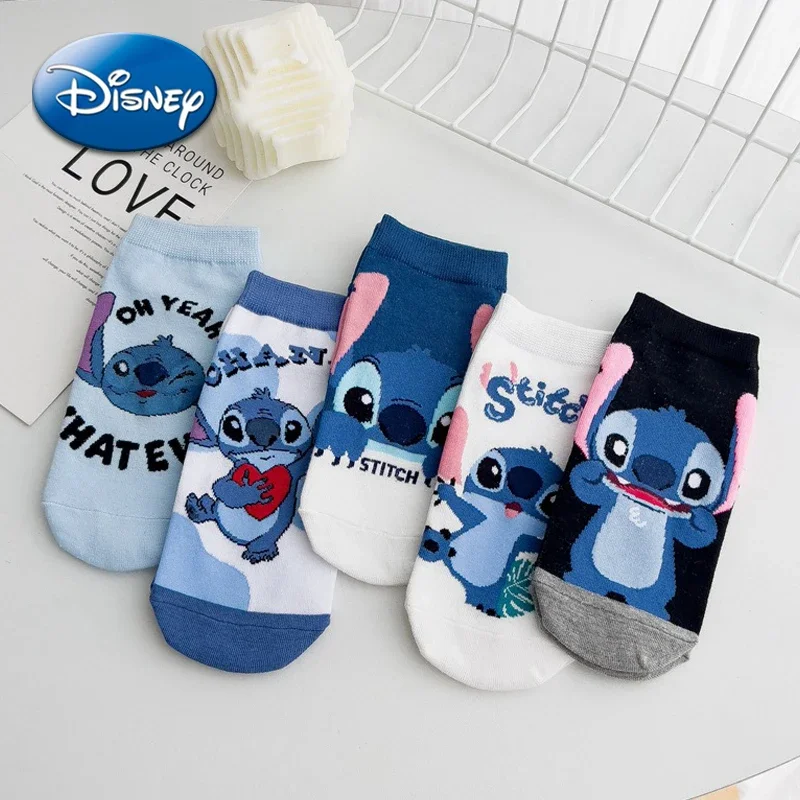 Disney Stitch Cotton Socks Cartoon Anime Figure Breathable Absorb Sweat Sports Short Boat Sock Spring Summer Cosplay Men Women