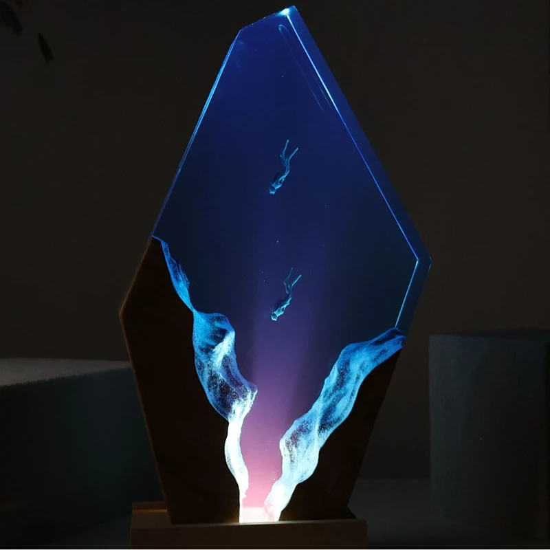 Seabed World Organism Resin Table Light Creactive Art Decoration Lamp Diving Cave ExplorationTheme Night Light  USB Charge