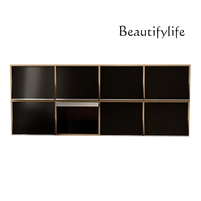 

TV cabinet, living room, home floor-to-ceiling locker, integrated solid wood light luxury, high-end designer model
