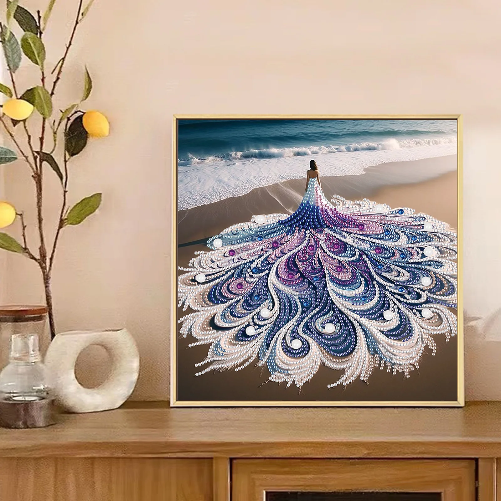 Special Shape Diamond Art Kits for Beginners and Adults,DIY Beach woman Diamond Art Painting Kits for Home Wall Decoration Gift view 4