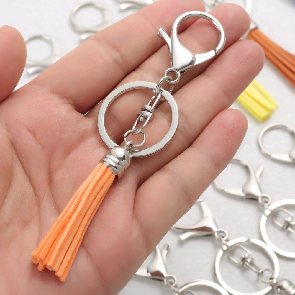 2Pcs Fashion Colorful Tassel Pendant Keychain Rotatable Lobster Clasp Keyring For Woman Casual Anti-Drop Bags Car Key Jewelry