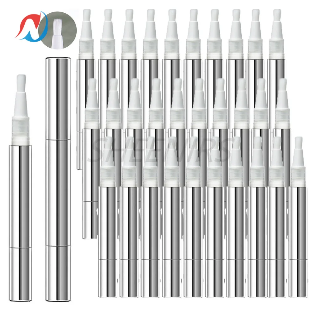 24pcs 3ml Sliver Twist Pens Empty Cuticle Oil Nail Oil Pen with Brush Paint Wall Penci Pen Cosmetic Container Lip Gloss Tube