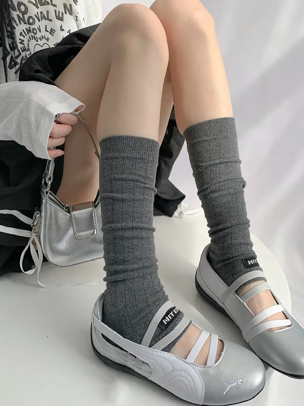 

ay Mid-Calf So Covers Women's Spring Summer Ballet Sle Bla Label Footwear Leggings Thin Nighttime Teaching Room