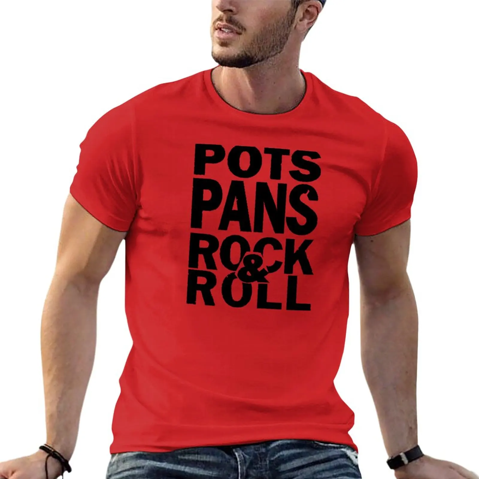 

New Pots Pans and Rock & Roll T-Shirt T-shirt short Blouse oversized t shirt men