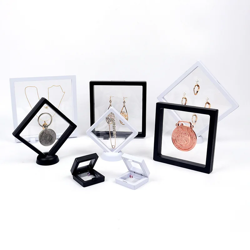 3D Floating Frame Display Case for Jewelry PE Film Jewelry Display Stand Box Ornament Organizer Suspended Display Boxes