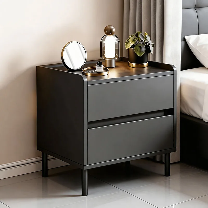 Muebles de Hotel Modernos: Mesita de Noche Móvil con Cajones de Lujo para Dormitorio, Librero y Organizador de Almacenamiento