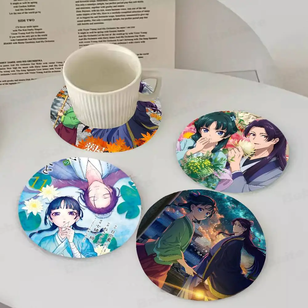 Anime The Apothecary Diaries Retro Wooden Cup Mats Elements Colour Printing Cup Coasters Home Kitchen Decora Gifts