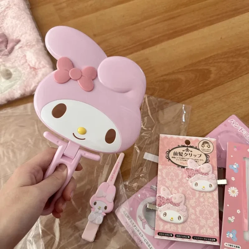 

Kawaii My Melody Handheld Makeup Mirror Anime Hello Kitty Kuromi Cinnamoroll Desktop Foldable Cosmetics Mirror Toys Girls Gift