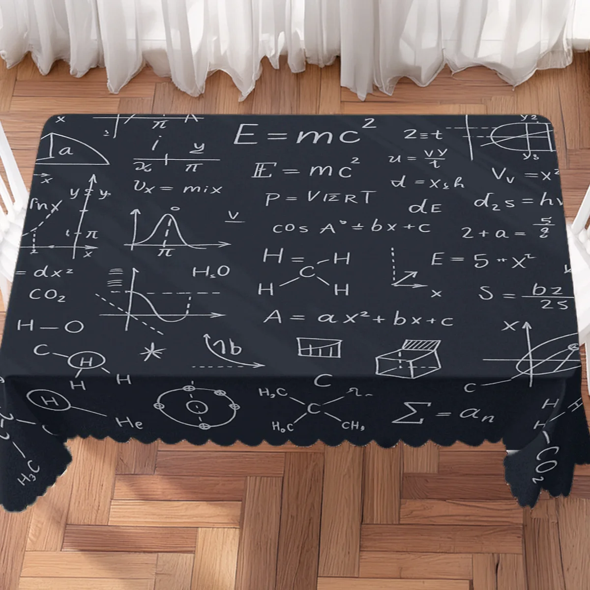 Blackboard Math Physics Chemistry Formula Print Waterproof Washable Tablecloth, Rectangular Table Cover Science Home Party Decor