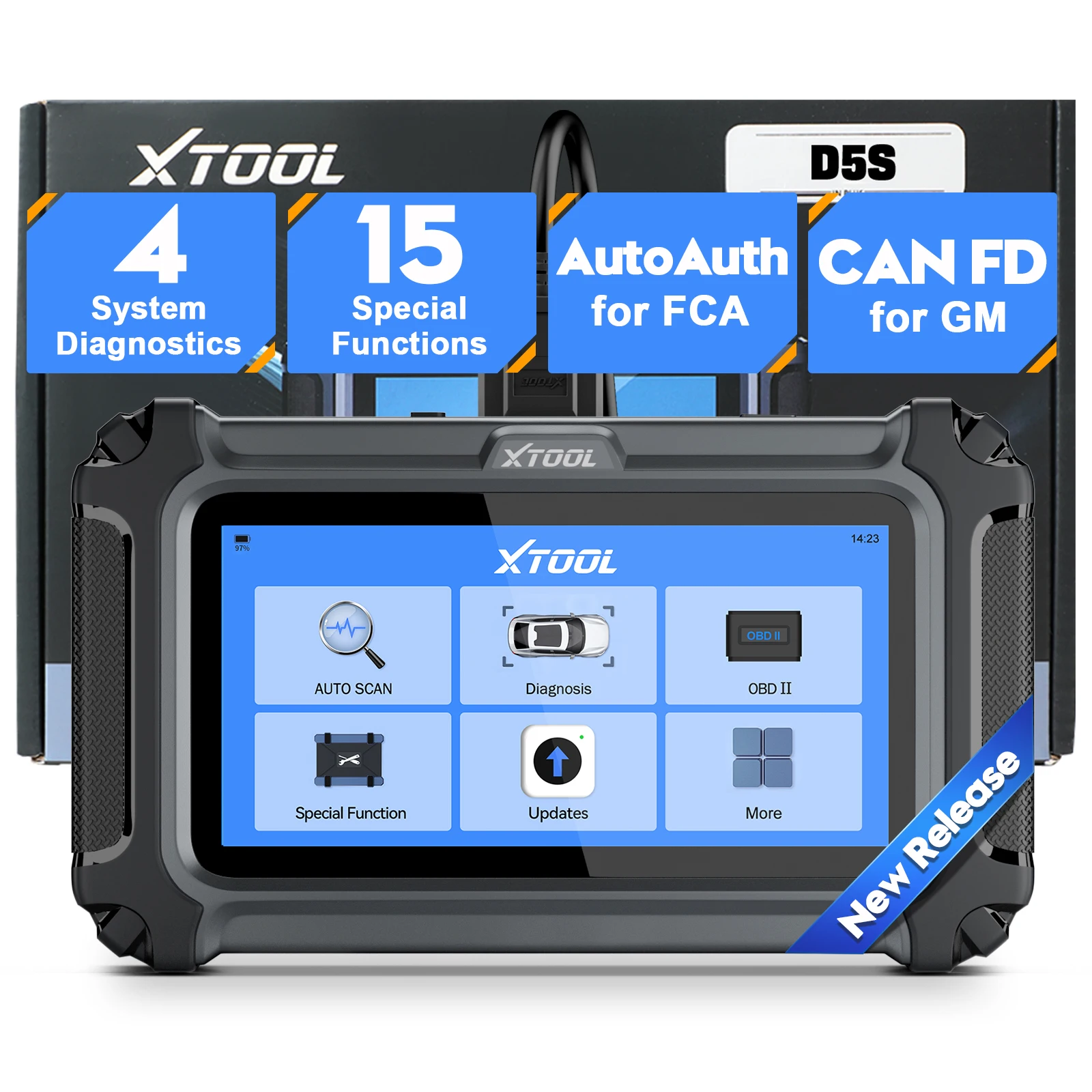 XTOOL D5S OBD2  Scanner, Lifetime Free Update Scan Tool,15 Special Functions, Free Lifetime Upgrades，Check Engine/ABS/SRS