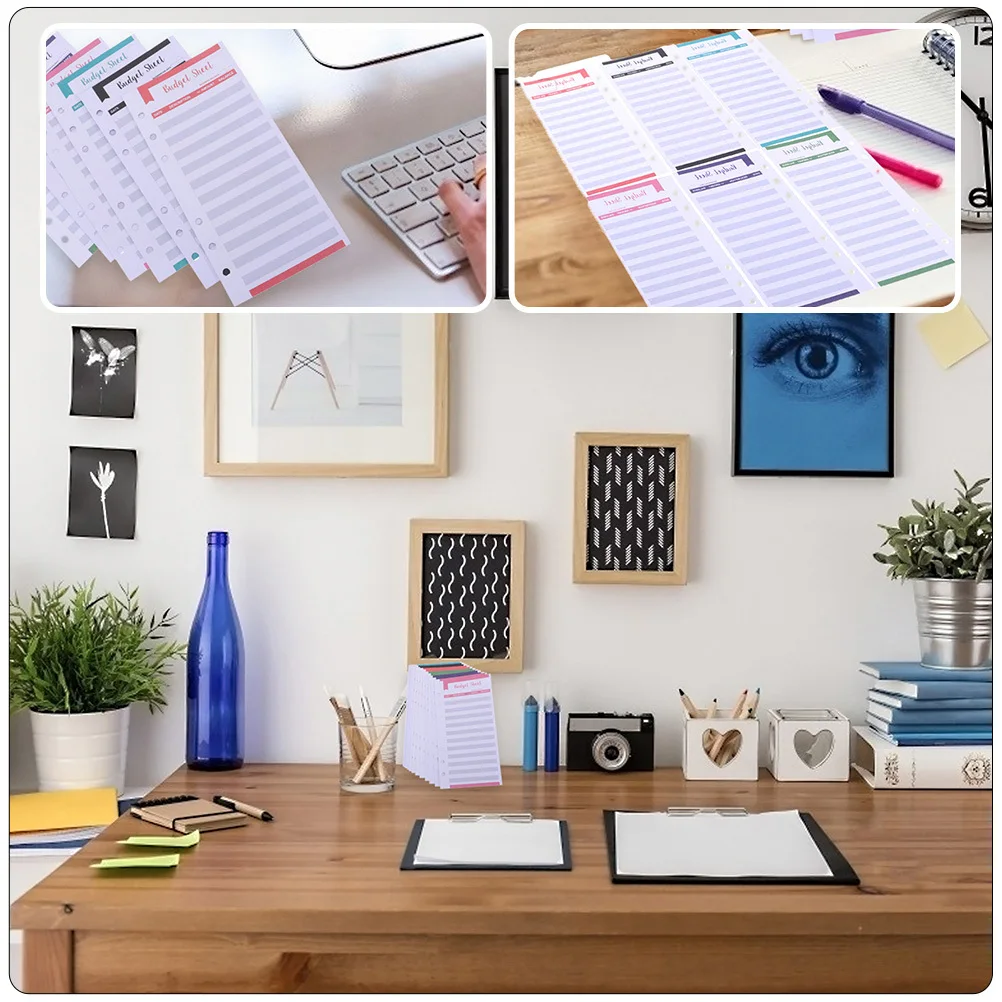 

24Pcs Cards Budget Sheet Portable Daily Planner for Household Finance Management Convenient Inserts for Travel Business Picnic