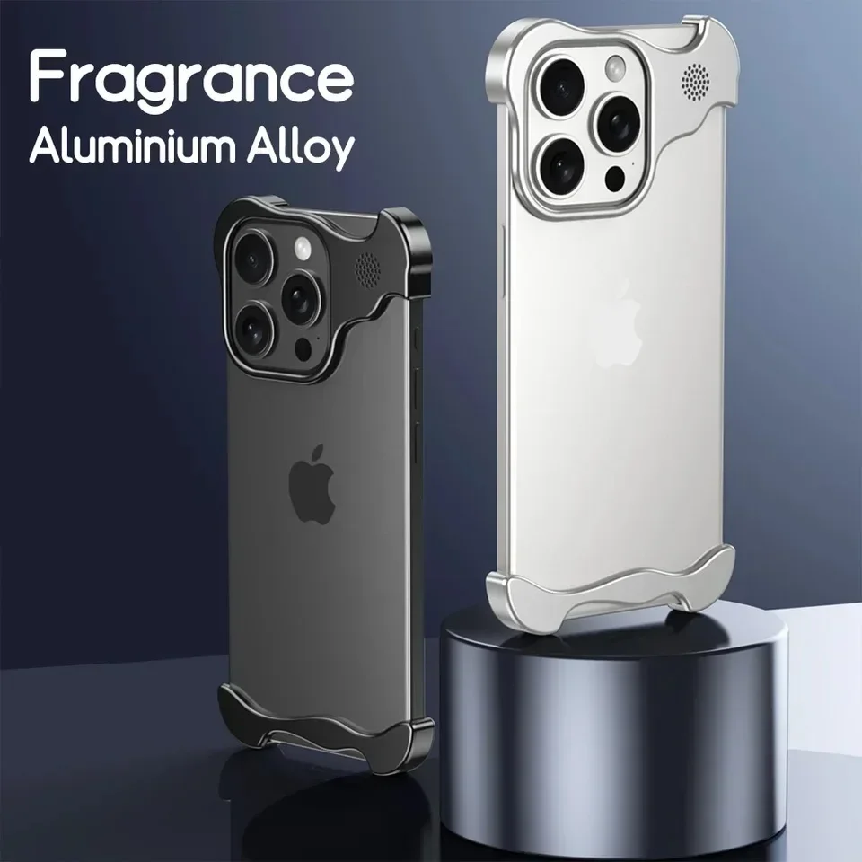 Luxury Alien Titanium Alloy Bumper Phone Case For iPhone 15 13 12 14 16 Pro Max 16 Plus Metal Lens Film Protection Corner Cover