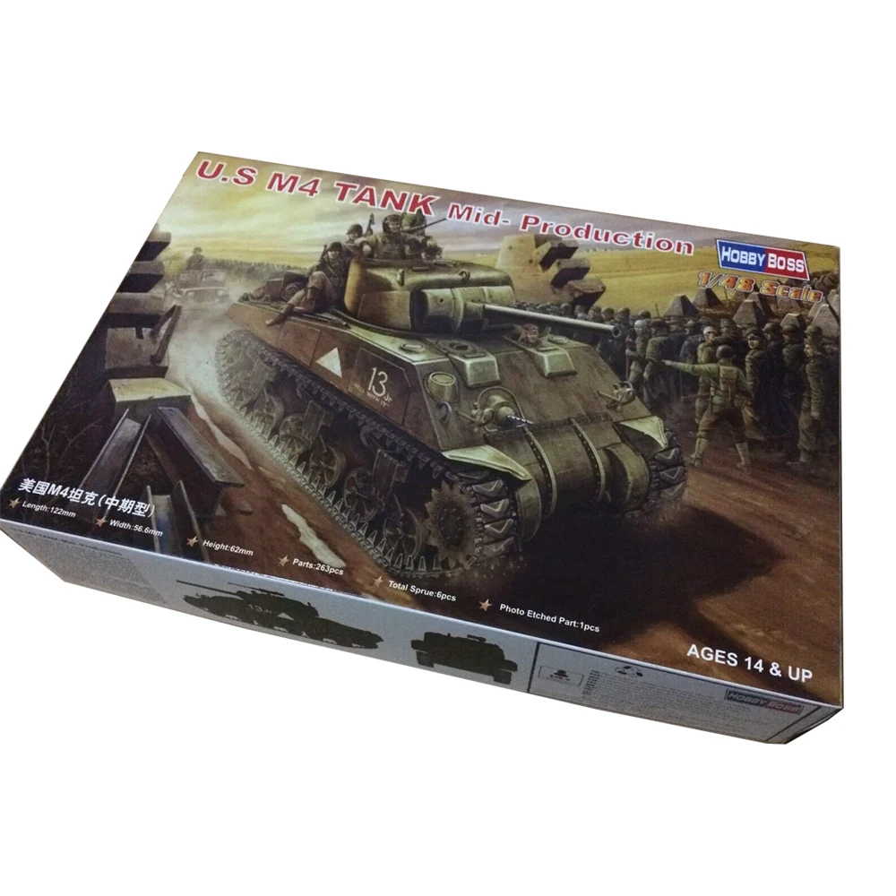 HobbyBoss 84802 1/48 Scale US M4 Mid Production Tank  Hobby Craft Toy Plastic Assembly Model Kit