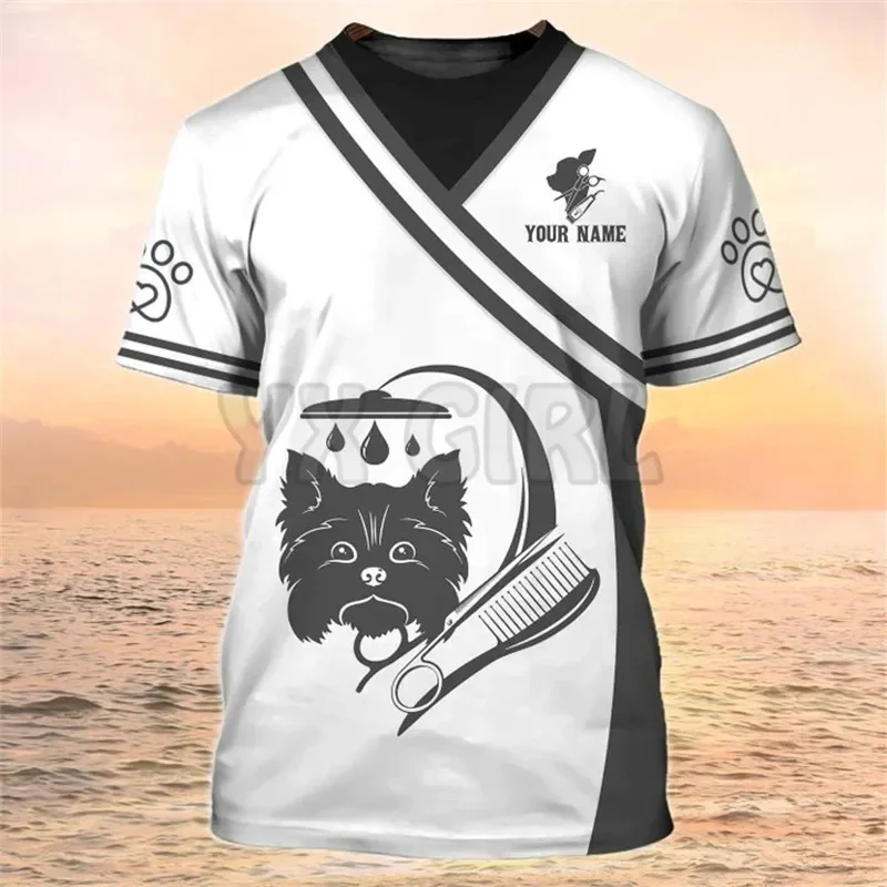 Summer Dog Groomer 3D Shirts Grooming Custom T Shirt Grooming Apparel Pet Salon Uniform
