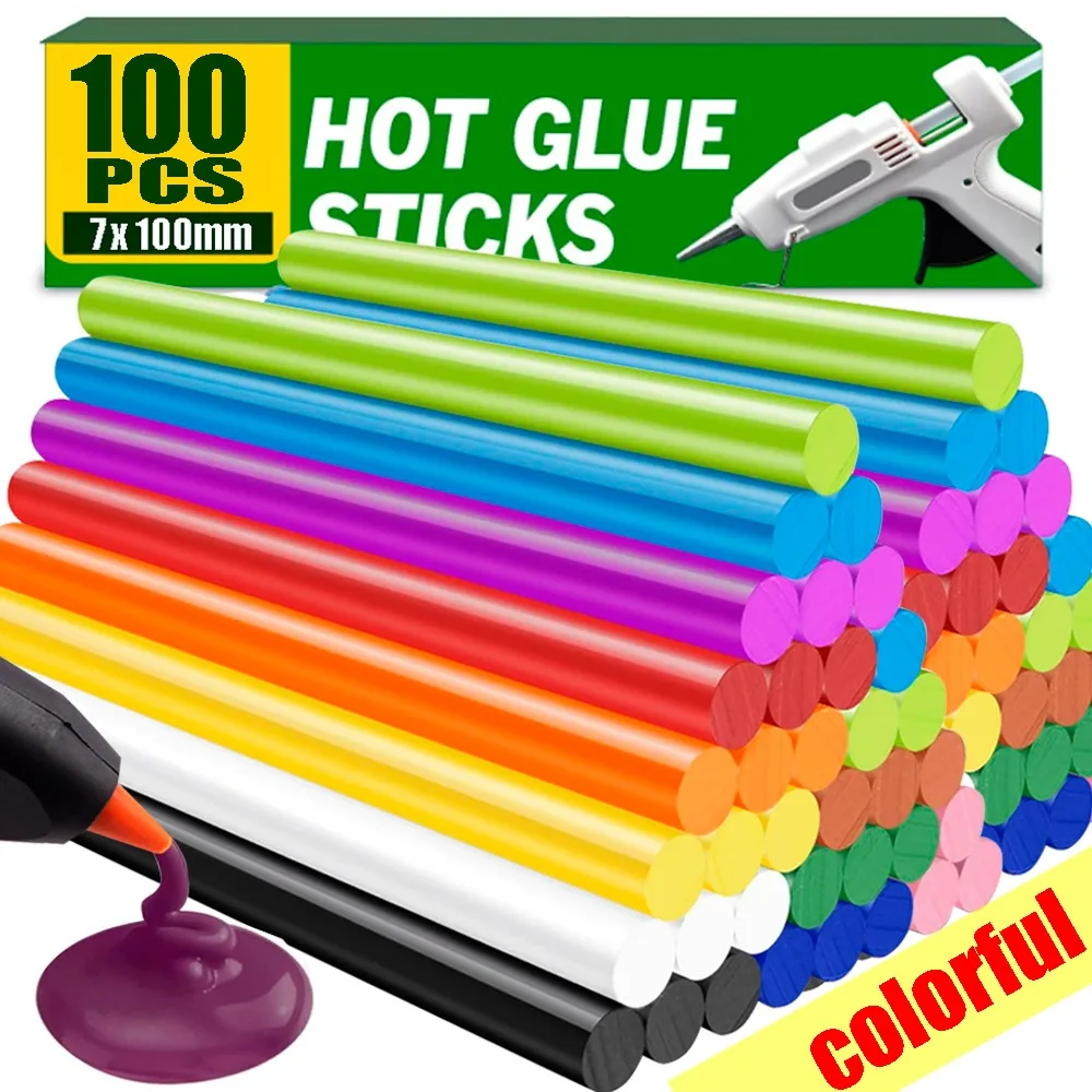 100-10 pçs multicolorido cola quente melt varas forte viscosidade cola paintless reparação tira pistola de cola quente diy ferramenta de reparo 7*100mm
