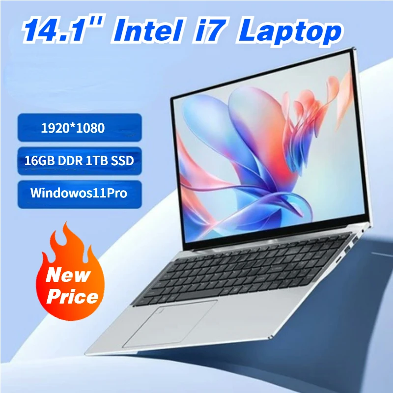 Imagem -02 - Laptop i7 Ultra-fino com Teclado Original 14.1 Polegada Notebook Intel Core I77500u Windows 11 16gb de Ram 1tb 2tb Ssd 1920x1080