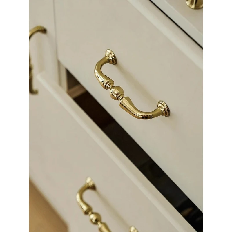 128mm Hole Spacing Solid Brass PVD Gold Cabinet Pull Luxury Drawer Wardrobe Furniture Door Handle