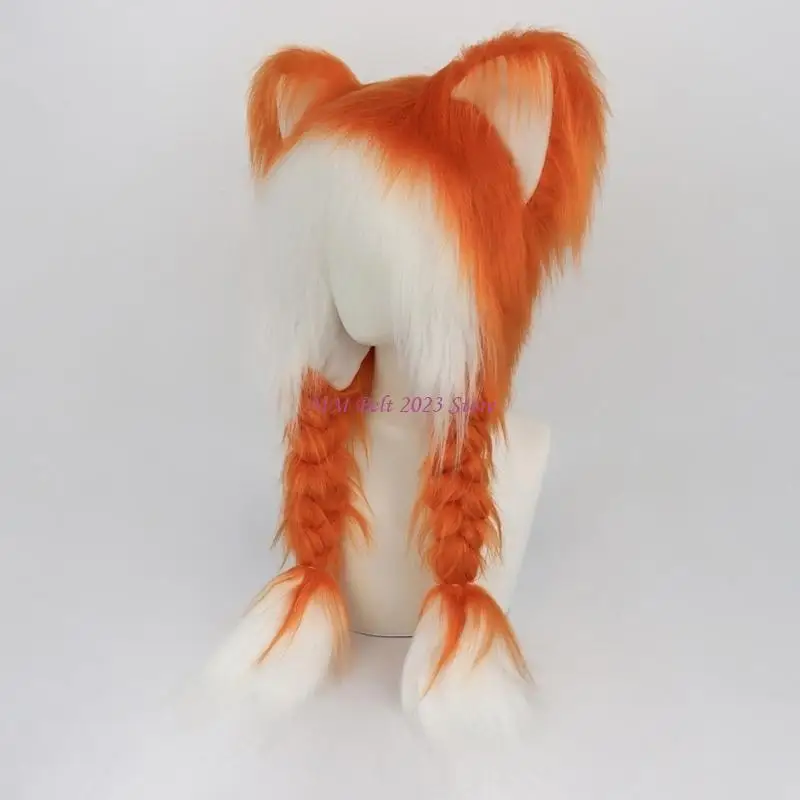 

49ME женская шапка для косплея с кошачьими ушками, универсальная шляпа с меховыми ушками и кошачьими ушками, дышащая шапка для