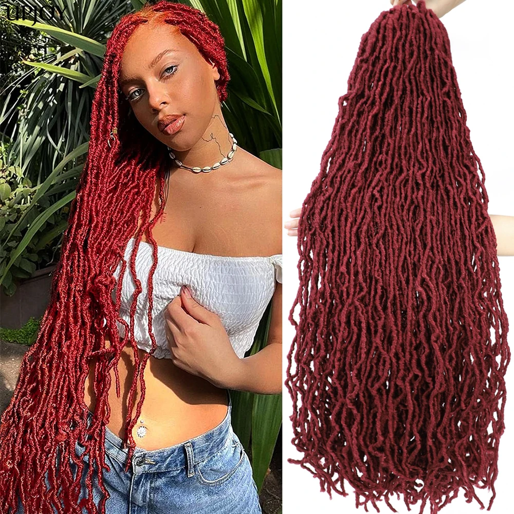 Faux Locs Crochet Hair 18 24 36inch Soft Locs Crochet Hair Pre-looped Soft Goddess Locs Curly Wavy Crochet Braids Hair Synthetic