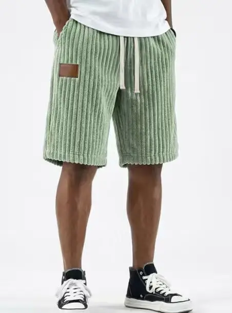 2025 Men's Retro Corduroy Casual Shorts Men Fashion Solid Sweatpants Harajuku Corduroy Short Pants New Men Clothing Roupas
