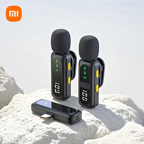 Imagen 1 del producto Xiaomi-micrófono de solapa Lavalier, inalámbrico, portátil, reducción de ruido, grabación de Audio, tipo C, para iPhone15-16, Android, PC en vivo