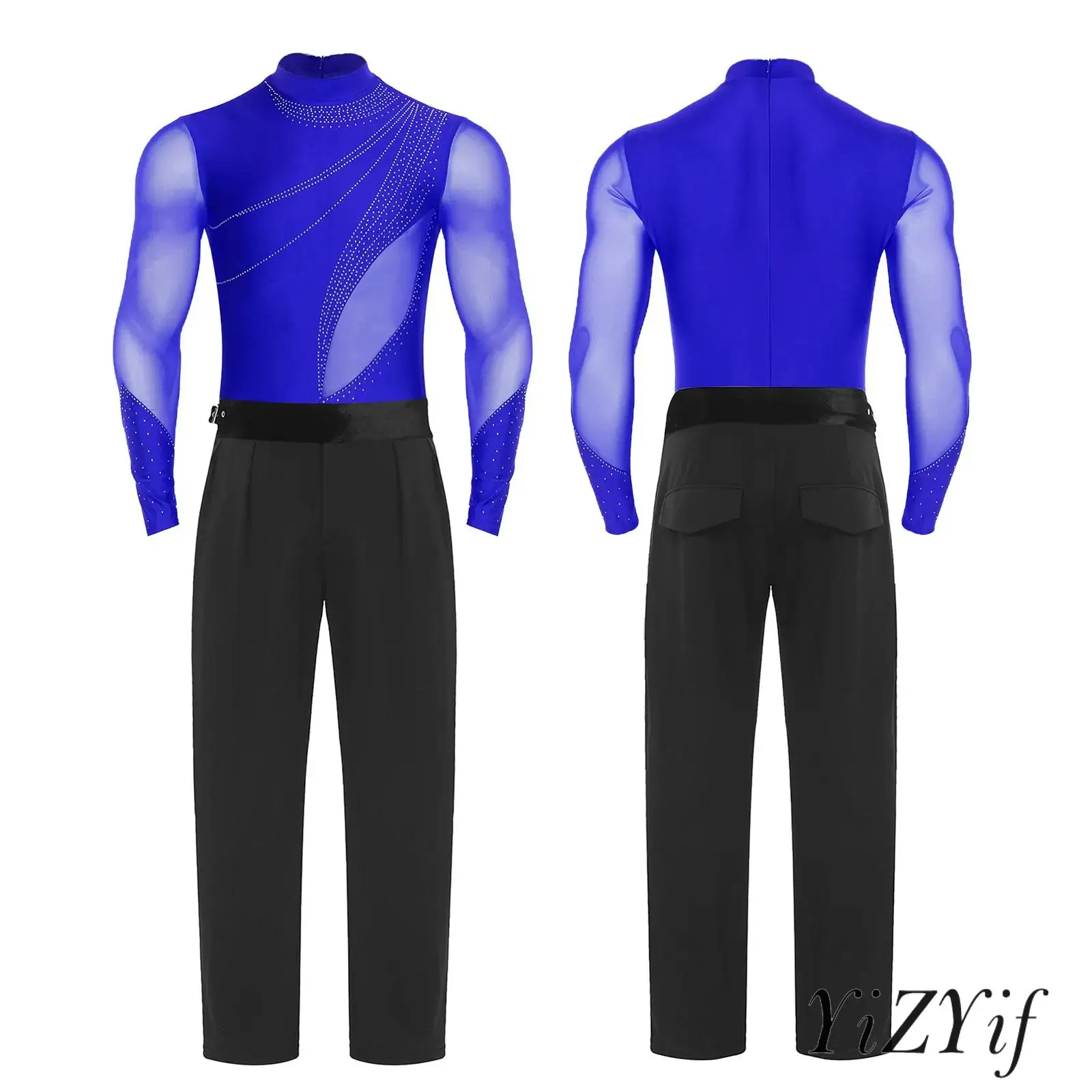 hommes-2-pieces-gymnastique-ballet-danse-latine-tenues-a-manches-longues-ouvrable-entrejambe-justaucorps-pantalons-longs-pour-rumba-tango-danse