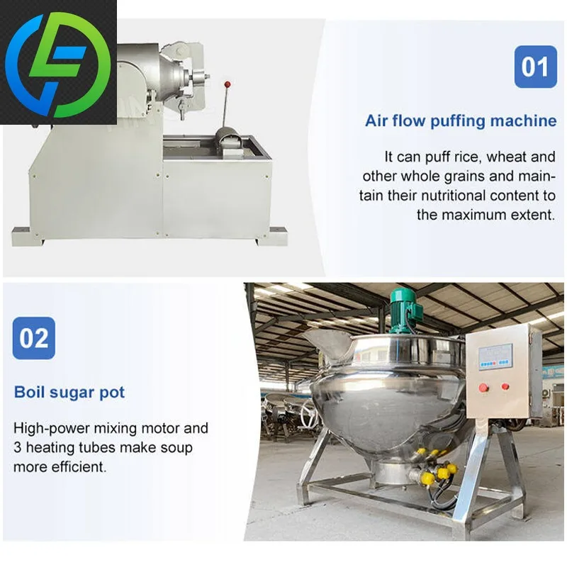 Commercial Cereal Bar Production Line Automatic Puffed Rice Cake Making And Cutting Equipment Customized