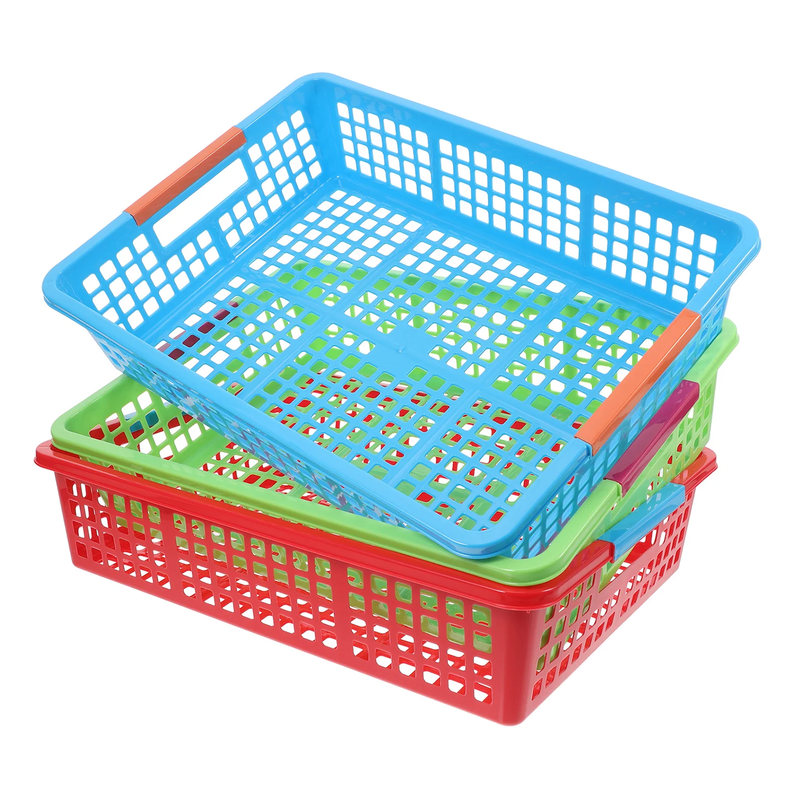 3 Pcs File Basket Storage Bins Pencil Baskets Small Classroom Colorful Tray Crayon Organizer Pp Paper Office Easel