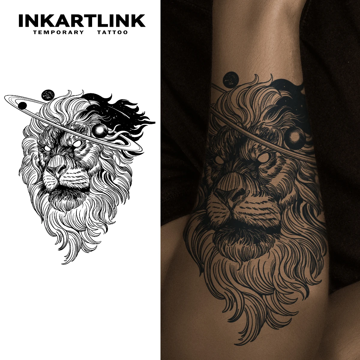 

Временная татуировка с головой льва Galaxy, водонепроницаемая волшебная татуировка, поддельная татуировка длится до 15 дней, полуперманентная татуировка