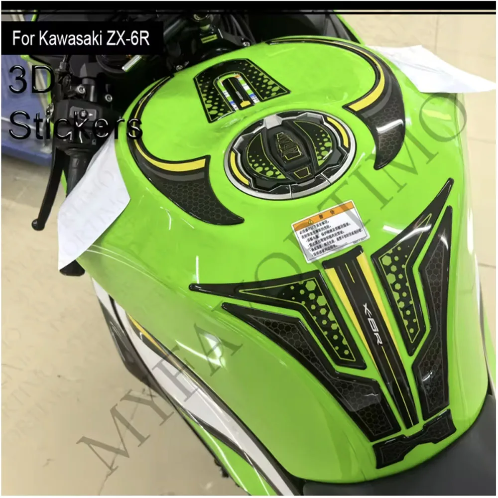 

Для kawasaki Ninja ZX-6R ZX6R ZX-6R ZX-6R мотоциклетная накладка на бак, защита для газового топлива, мазута, передний обтекатель, крыло, 3D наклейки, наклейка