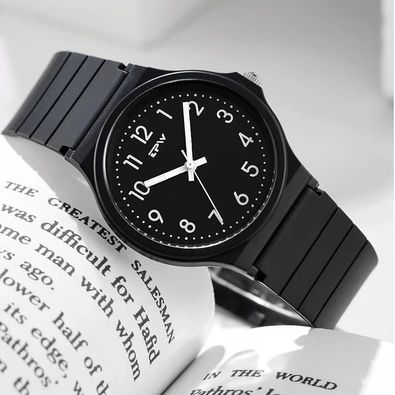 Simple Students Plastic Watch Children Analog Quartz Watch Fashion 30m Water Resistant Ult-thin Boys And Girls Kids Wristwatch