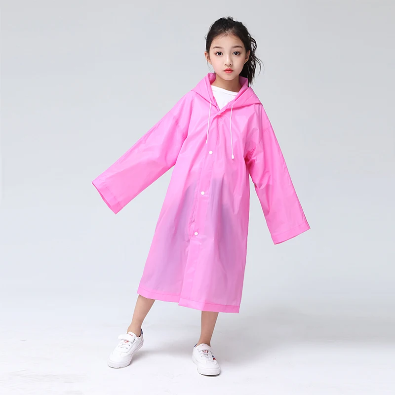 Kids Student Hooded Jacket Children Girl Boy Rain Coat Poncho Raincoat Cover Long Transparent Rainwear Waterproof Hooded