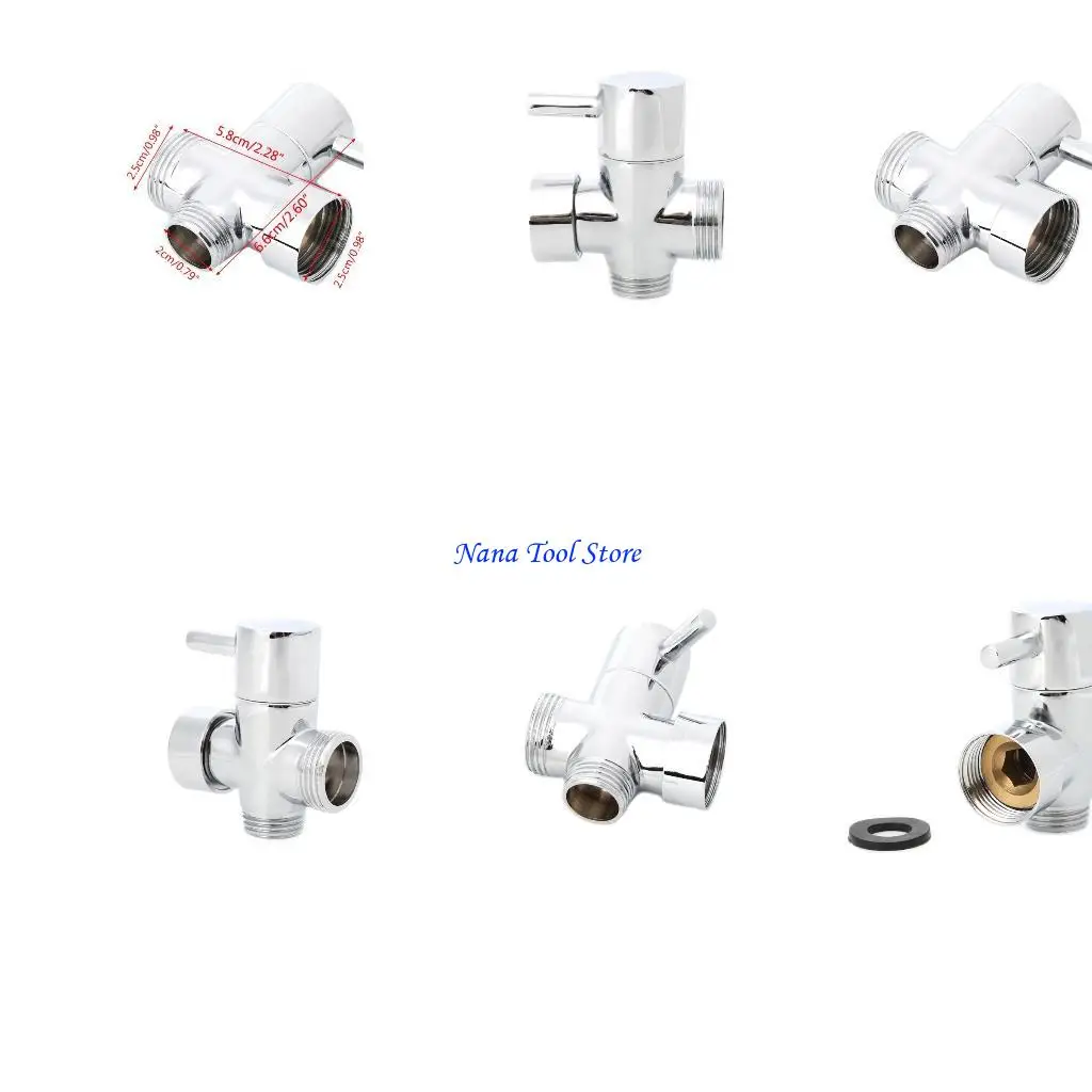 

31GJ 2.5cm Brass Shower Arm Diverter for Valve Bathroom Universal Shower System Chrome 2 Way