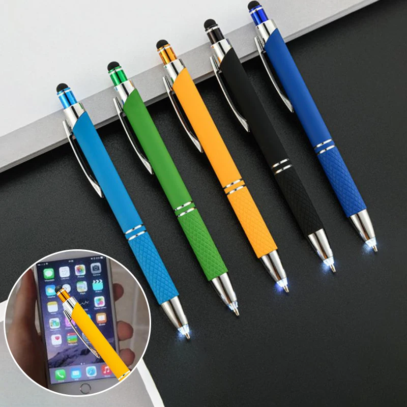 

1PC 3 In 1 Touch Screen Stylus Ballpoint Pen With LED Light For iPad Iphone School Writing Pens