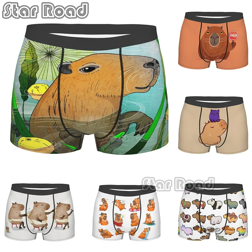 Men's Cute Capybaras Graphics Underwear Funny Boxer Shorts Panties Homme Breathable Underpants S-XXL