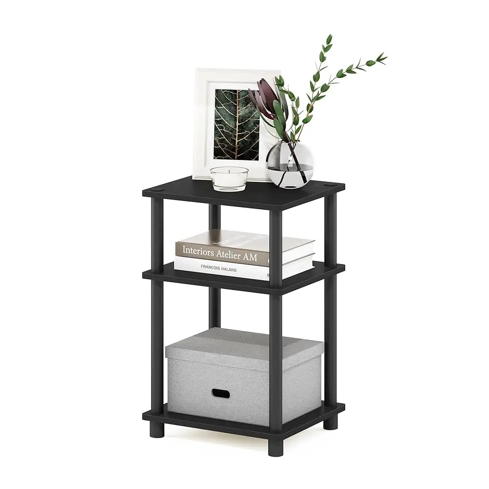 JUST Side Table, 3-Tier End Table, Open Shelves Night Stand, Bedside Table, Toolless Assembly, for Living Room, Bedroom,