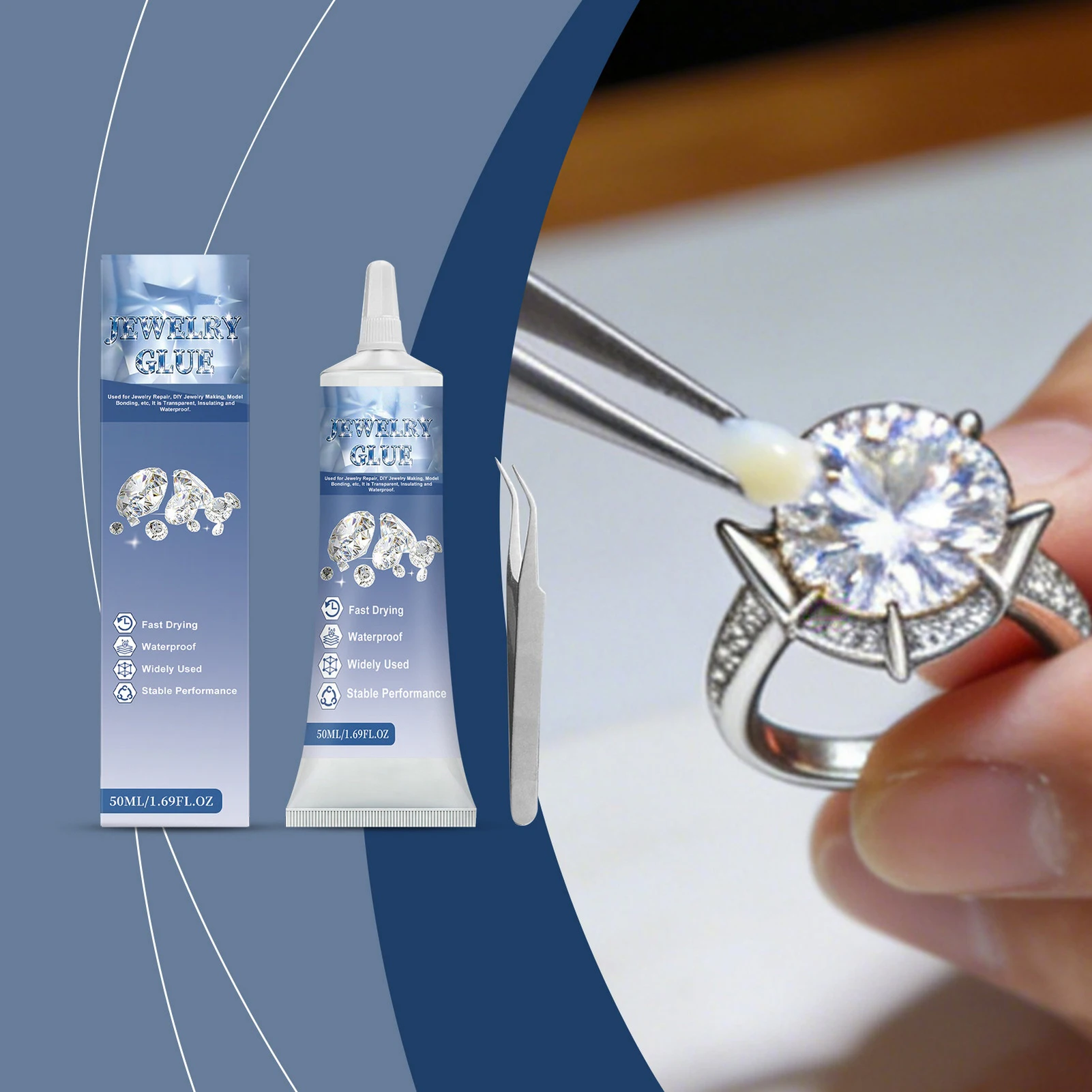 Transparent Jewelry Glue For Diamond Setting Waterproof Strong Adhesion Quick Curing
