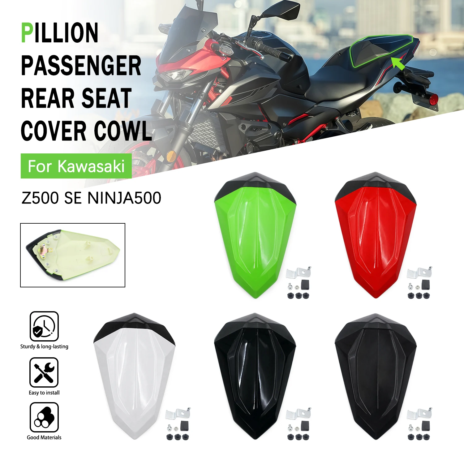 For Kawasaki Ninja 500 Z500 SE 2024 2025 2006 Motor Accessories Rear Hump Rear Tail Wing Rear Tail Of Motorcycle Trim Cover