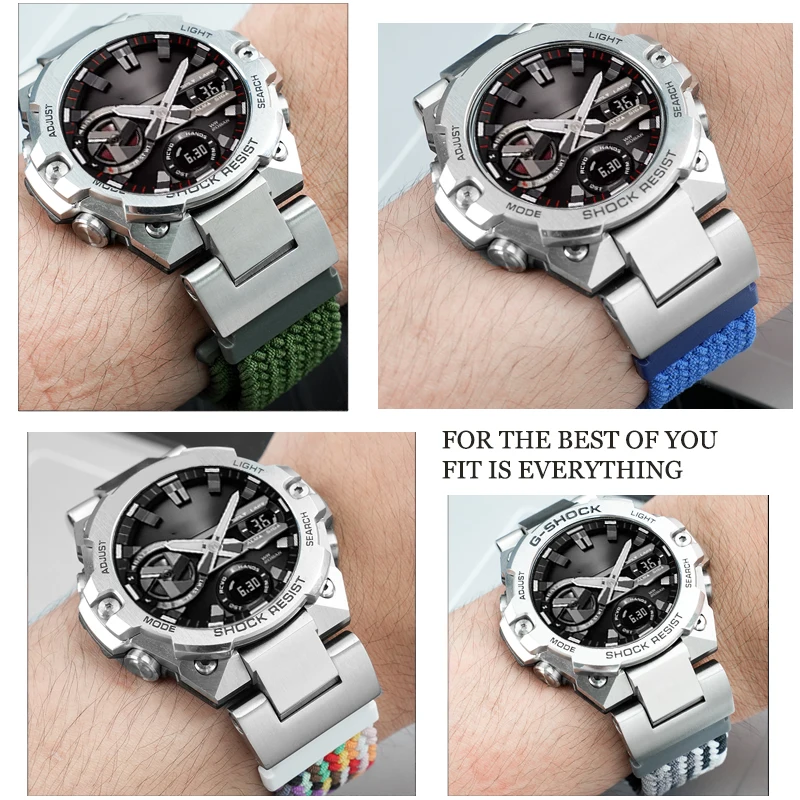 GST-B400 สําหรับ Casio G-SHOCK หัวใจเหล็ก gst-b400 series ดัดแปลงหัวเข็มขัดแม่เหล็กอินเทรนด์ทอไนลอนผู้ชายสายนาฬิกา