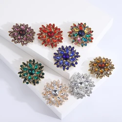 Trendy Large Rhinestone Flower Brooches for Women 8-color Coat Suit Office Party Casual Pins Accessories Gifts