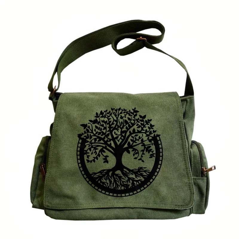 

Vintage Women's Shoulder Bag Large Capacity Crossbody Bag Messenger Bag For Women Laptop Bag Canvas Tree Print