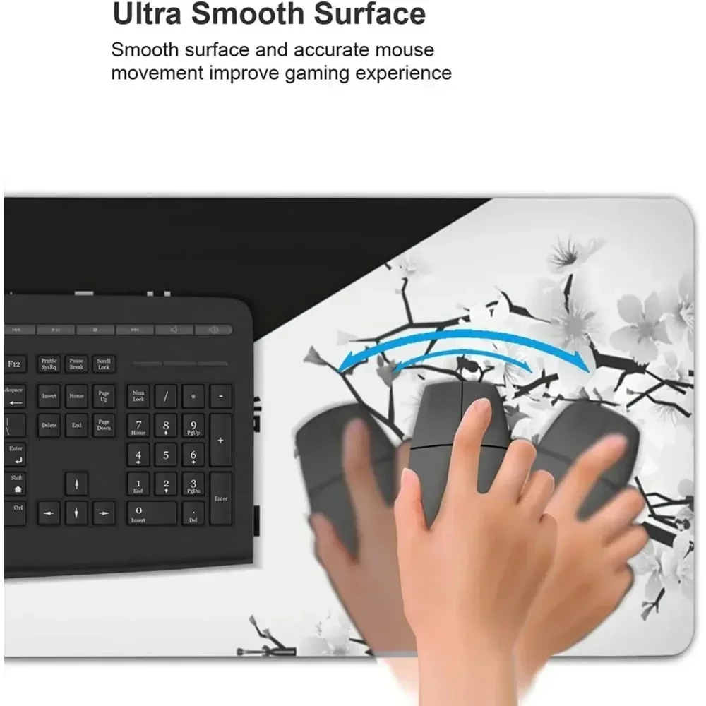 أبيض وأسود زهر الكرز ماوس الوسادة ألعاب لوحة المفاتيح ملحقات الكمبيوتر 900x400 الجدول وسادة تمديد كبير عدم الانزلاق حصيرة مكتبية