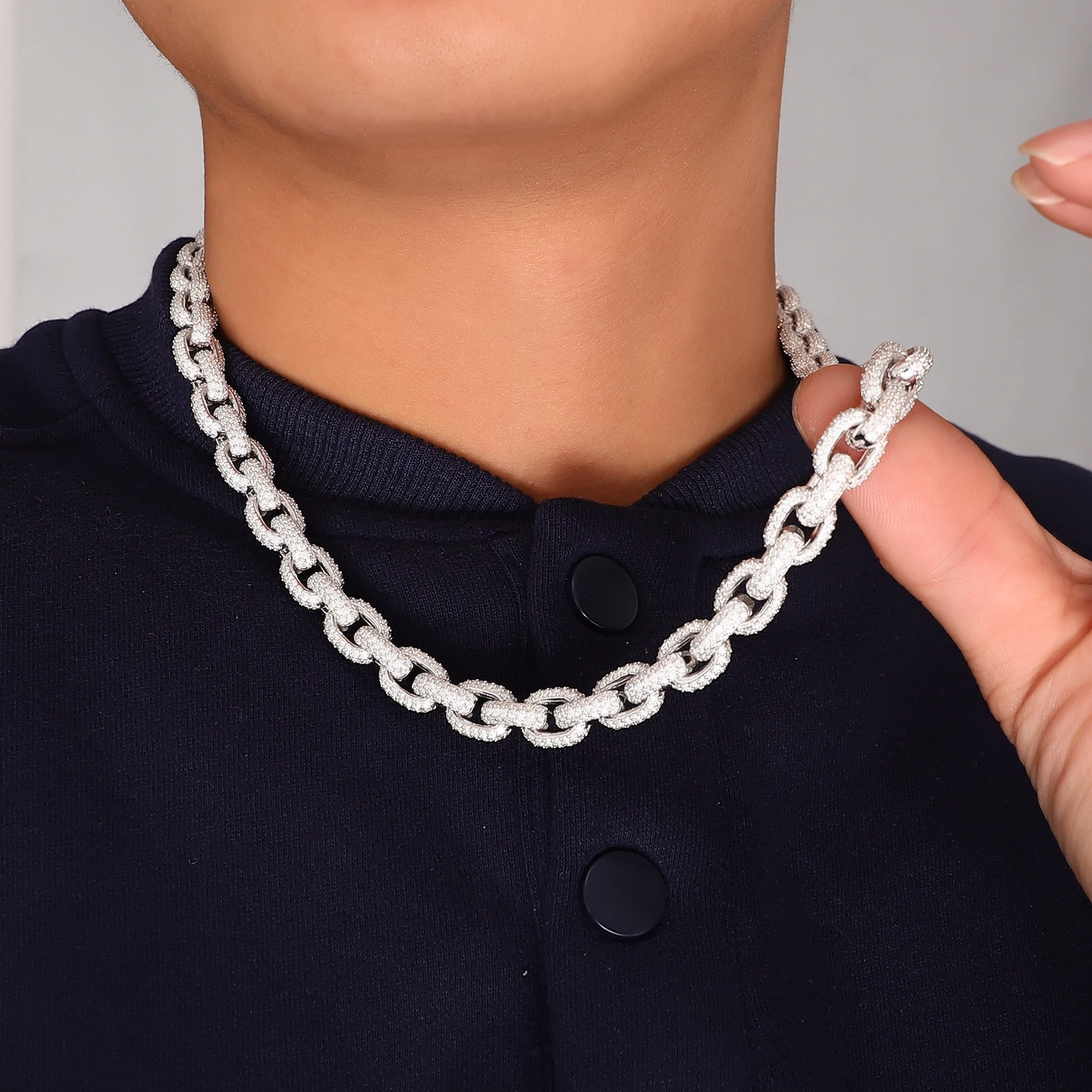 بروفانس كامل مثلج الكوبية سلسلة DEF/VS مختبر الماس مجموعة سلاسل فضية ربط الهيب هوب قلادة للرجال مغني الراب ميامي ستريت مخصص