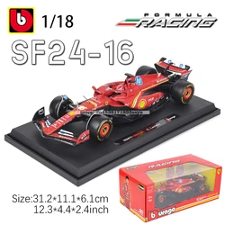 Bburago 1:18 New 2024 SF24 F1 Racing #16 Charles Leclerc #55 Carlos Sainz Static Car Model Vehicles Formula 1 Alloy Toy Vehicle