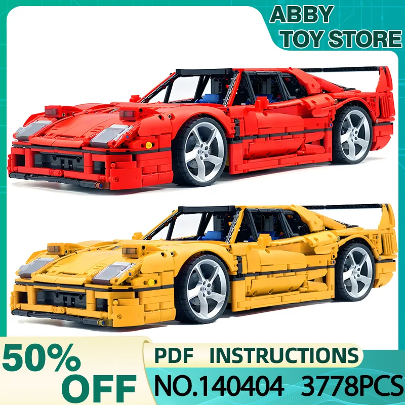 High-Tech F40 SP3 Super Sports Car MOC 140404 Hypercar Building Blocks Speed Vehicle Assembly 3D Toy Christmas Gift For Boy Kids