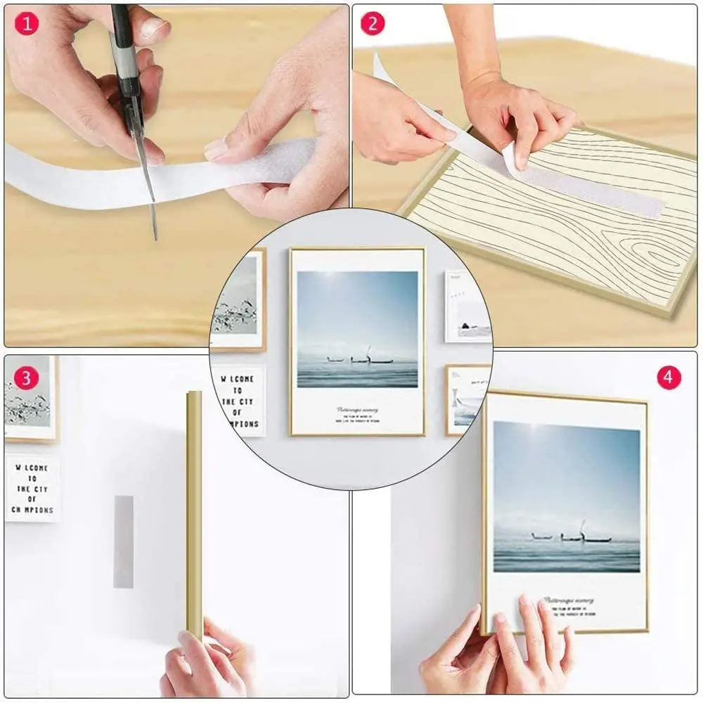 VEIDADZ Magic Sticker Tape 10pcs 6*2.7cm Self Adhesive Double Sided  Adhesive With Sticker Pad Hook and Loop Fastener White